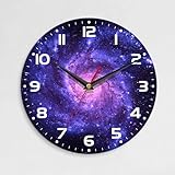 ENUIEO Wall Clock, 10 Inch Silent Non-Ticking Home Kitchen Decor, Battery Operated for Bathroom Bedroom Living Room Office(Cosmic Galaxy)