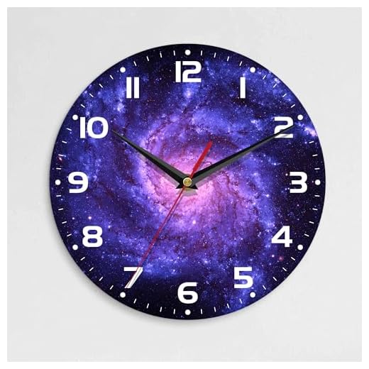 Wall Clock, 10 Inch Silent Non-Ticking Home Kitchen Decor, Battery Operated for Bathroom Bedroom Living Room Office(Cosmic Galaxy)