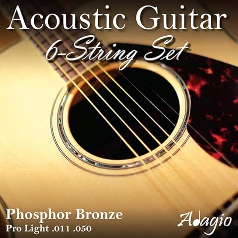 Adagio Pro Light Acoustic Guitar Strings Full Set/Pack - Gauge 11-50 Phosphor Bronze Cover