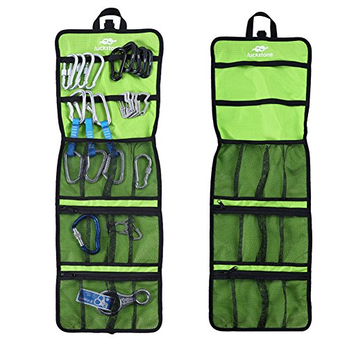 Aesy Bolsa de Almacenamiento, Escalada Arborist Espeleología Quickdraw Sling Mosquetón Equipo Colección Gear Organizar Bolsa (Verde)