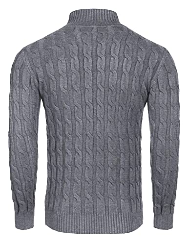 Image of COOFANDY Men's Slim Fit Turtleneck Sweater Casual Twisted Knitted Pullover Sweaters