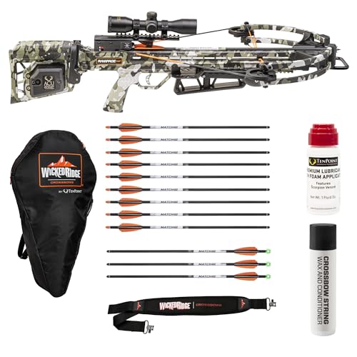Wicked Ridge Rampage XS Crossbow Bundle, Peak XT - 390 FPS - Includes Built-in ACUdraw Cocking Device, Lighted 3X Pro-View Scope, Accessory Kit & Soft Case