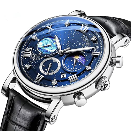 Image of MINILUJIA 50M Waterproof Men World Map Watches Creative Starry Universe Earth Globe Moon Sun Rotating Eye-catching Personalized Cool Unique Mens Watches