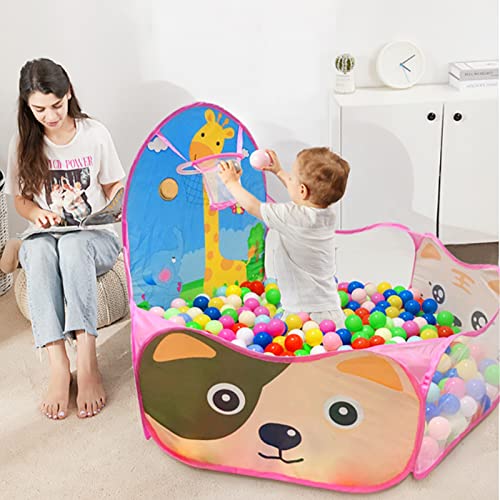 LOJETON Kids Ball Pit, Pop Up Children Play Tent, Toddler Ball Pool Baby Crawl Playpen with Basketball Hoop, Portable Toys for Girls Boys, 4 ft / 120 cm, Balls Not Included, Animal