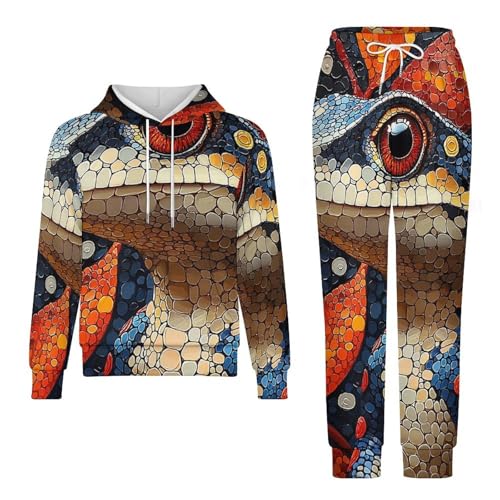 Boys Girls Clothes Outfits 2 Piece Long Sleeve Hoodie Pants Kid Sweatpants, Lizard Retro Painting4