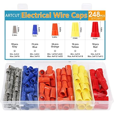 Artcut Wire Connectors 248pcs Electrical Connectors, Cable Connectors Crimp Connectors Set, Crimp Connectors Crimp Terminals, Insulated Crimps Cover