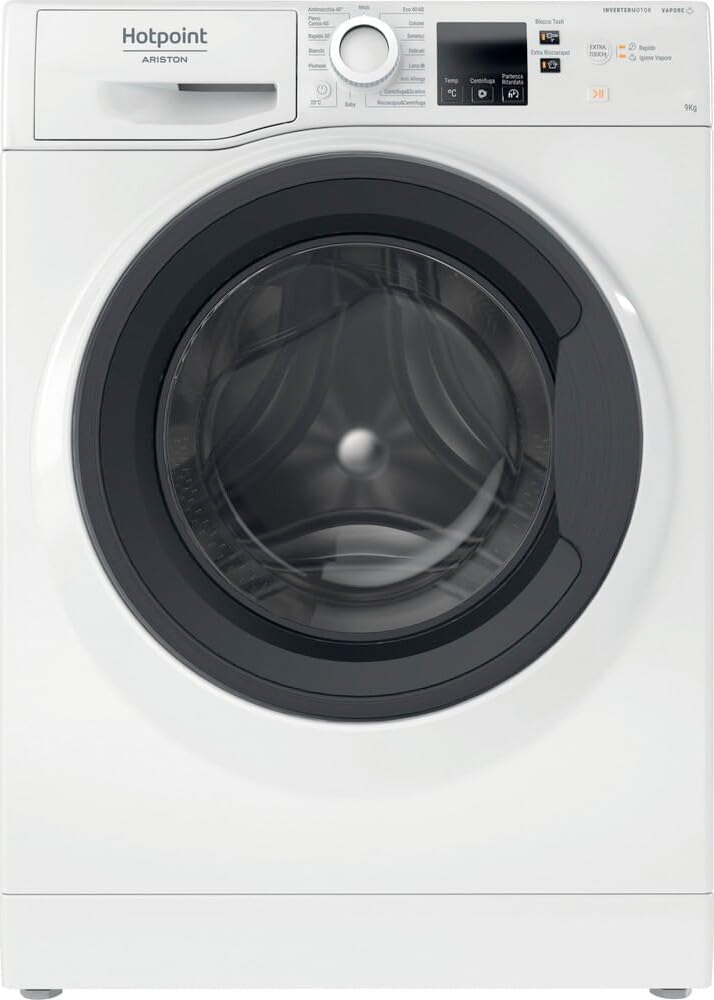 Hotpoint Ariston Lavatrice NF97WK IT Libera Installazione, Funzione Vapore, Carica Frontale 1400 Giri, Cestello In Acciaio Inox da 9 Kg, 76dB, 16 Programmi, Inverter, Classe Energetica A