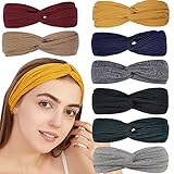 8 Pack Knotted Boho Headbands for Women Girls Cloth Cross Twist Hairband Warm in Winter sweat bands...