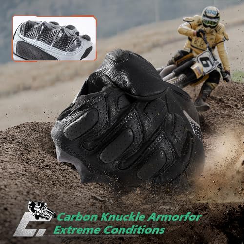 Image of WTACTFUL Goatskin Carbon Motorcycle Gloves, Touchscreen Men Women