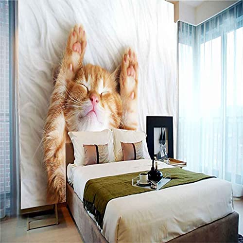 Art Mural Moderne Papier Peint Chat Jaune Impression HD 200x140 cm