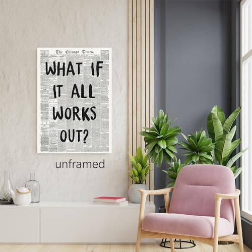 Wayuwgan Positive Affirming Quotes Posters Black And White Wall Art Painting Vogue Poster What If It All Works Out Trendy Newspaper Print Apartment Aesthetic Girl Room Decor 12X16In Unframed thumb #2