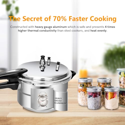 Image of BreeRainz 5.3 Qt Stovetop Pressure Cooker & Canner, 10 PSI Induction Compatible Aluminum Pressure Canning Pot, Fast Cooking 70% Faster, Safe Triple Valve System, for Home & Small Kitchens