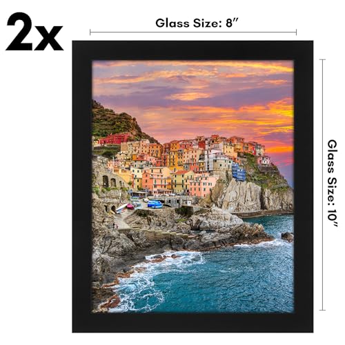 Image of Americanflat 8x10 Picture Frame with Shatter-Resistant Glass - Set of 2 - Signature Collection - Gallery-Style Frames Made of Engineered Wood - Picture Frames for Tabletop and Wall Display - Black
