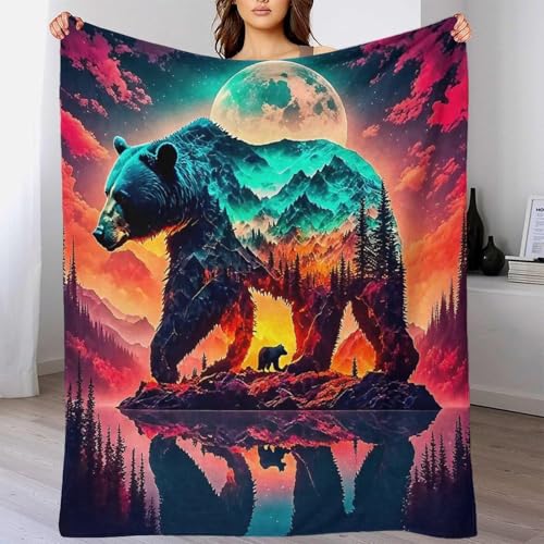 Couverture ours peluche 3D microfibre chaude pour canapé