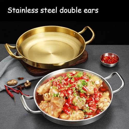Stainless Steel Paella Pan, Nonstick Seafood & Lobster Dish, Double Riveted Handle, Induction Safe, Ideal for Home, Restaurant, or Camping Use