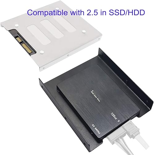 Miniatura 3 de Soporte de disco duro SSD 2.5 a 3.5 Soporte de montaje Adaptador de disco duro (paquete de 2) (negro)