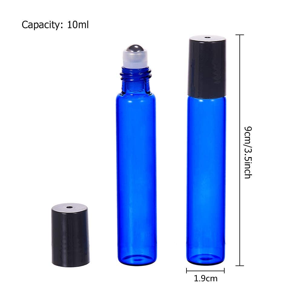 BENECREAT Roll-On Huiles Essentielles 1ml - Lot De 30 - Verre Bleu Avec Bille Acier