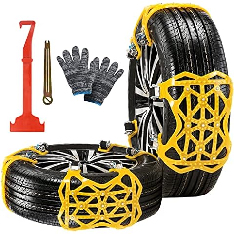 Oziral Snow Chain for Tyres 7 Pcs Universal Anti-Skid Emergency Traction Tire Chain for Cars SUV Truck Driving on Snow and Ice Road, Sand and Mud Road, Fit Tire Width 165mm-265mm/6.5-10.4'' Cover