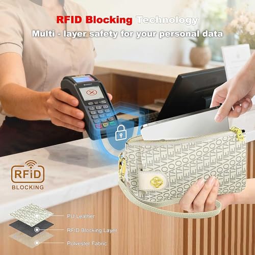 Image of Wristlet Wallets for Women, Leather Card Phone Holder RFID Blocking Large Capacity Clutch Purse Perfect for Ladies Daily Use and Travel - White