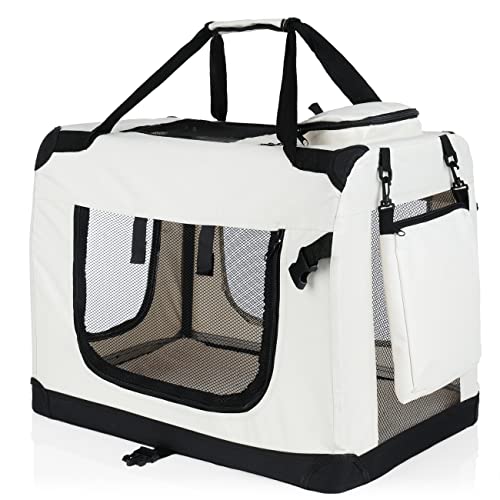 PET VIOLET Transportbox Hundebox Faltbar Katzenbox Hunde Tragetasche 70x52x50 cm, Beige