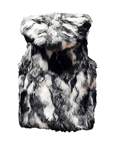 Men`s Luxury Faux Fur Hoodie Coats Sleeveless Jacket Vest With Hood2