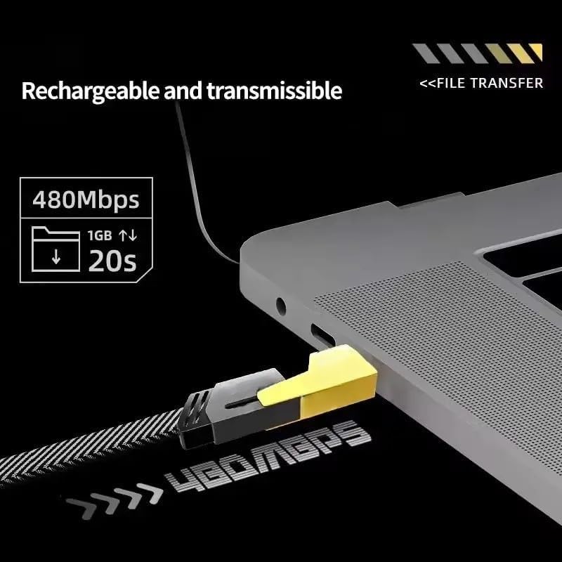 Image of 4-in-1 120W Fast Charging Cable, Nylon Braided Multi Charging Cord with USB-I, USB-C, C-to-C & I-to-C, Universal Charger Cable for iPhone, Samsung, OnePlus, Android Phones - Yellow