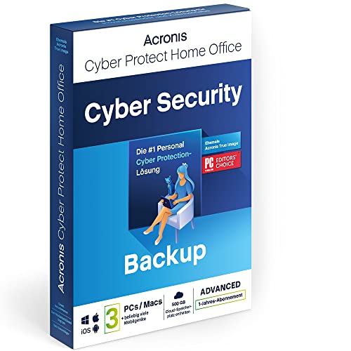 Acronis Cyber Protect Home Office 2023 | Advanced | 500 Go de Stockage Cloud | 3 PC/Mac | 1 An | Windows/Mac/Android/iOS | Sécurité Internet et sauvegarde |...