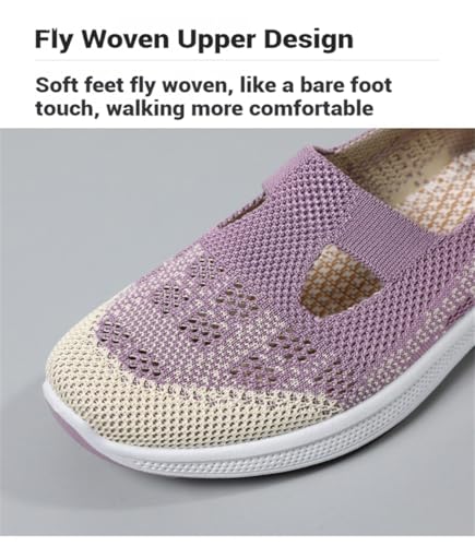 Orthowalkway Womens Shoes,Zapatos Ortopédicos, Lightweight Flat, Slip-On Breathable Mesh Trainers, Jogging Shoes2