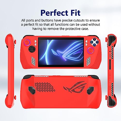 Image of Soft Silicone Protective Case (Black) Fit for ASUS Rog Ally 7 inch Gaming Handheld 2023 All Around Cover Case with Joystick Caps Analog Stick Caps Anti-Scratch Comfort Thumb Grip Set 1