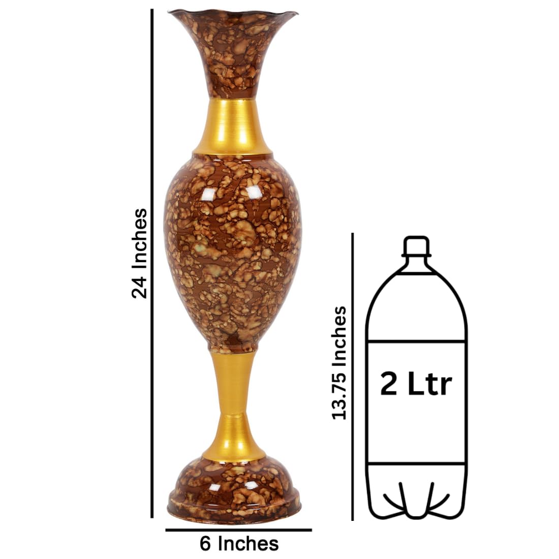 AdiCollar Metal Flower Vase - Rustic Brown Vase -6