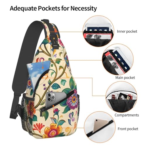 Mochila bandolera Artistic Style Flowers para mujer y hombre miniatura 4