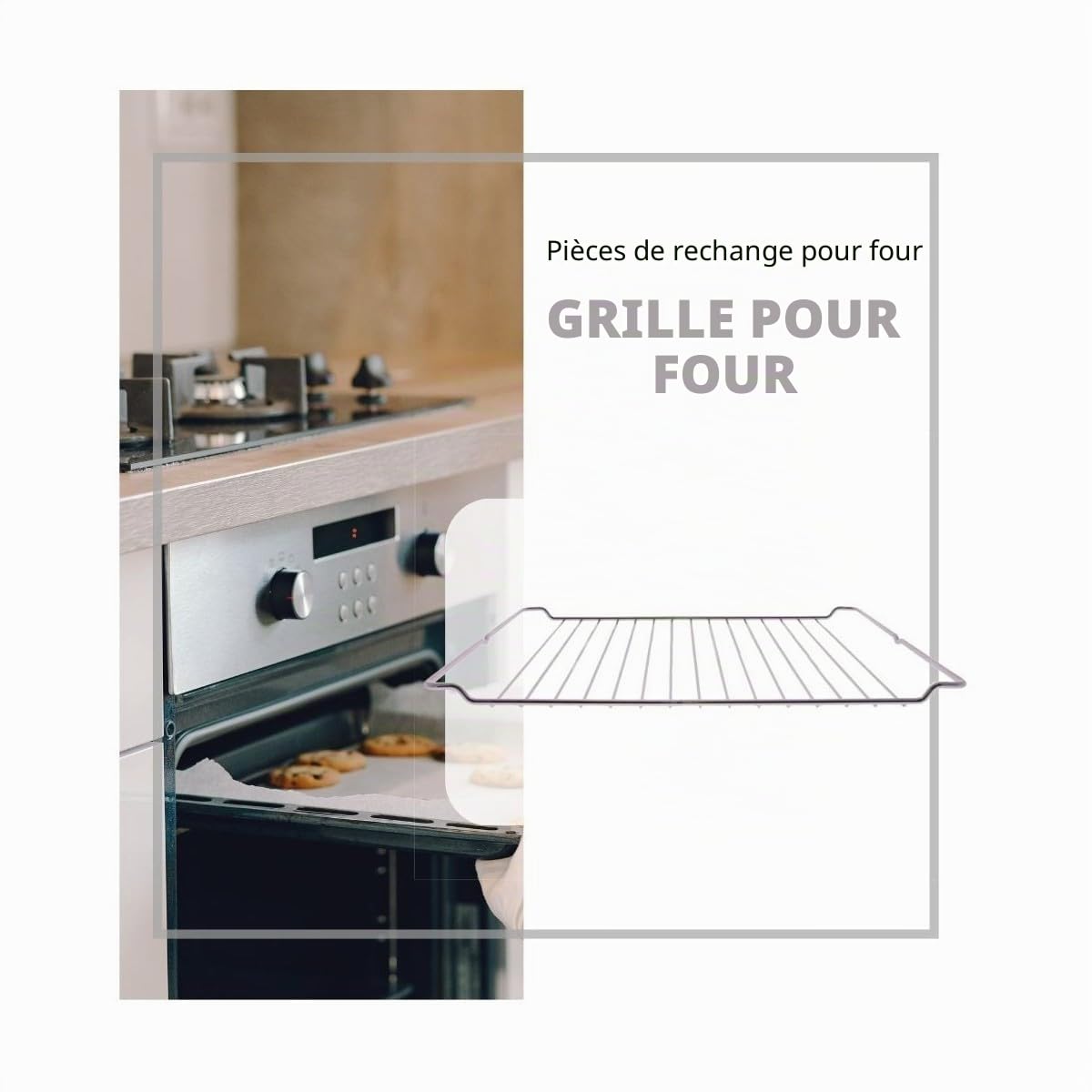 460 x 370 x 25 mm - Grille universelle de four - Grille chromée adaptée au groupe BSH : Bosch, Balay, Siemens, Numéro de pièce 00574876 - Teka, Numéro HI 535 VR03