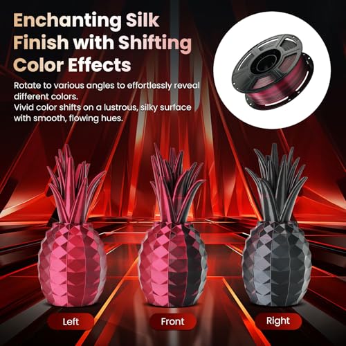 Image of FLASHFORGE Silk Bi-Color PLA Filament 1.75mm, Coextrusion Black Red Dual Color Multicolor 3D Printer Filament, Enchanting Silk Finish with 360 Multicolor Shifting Color Effect