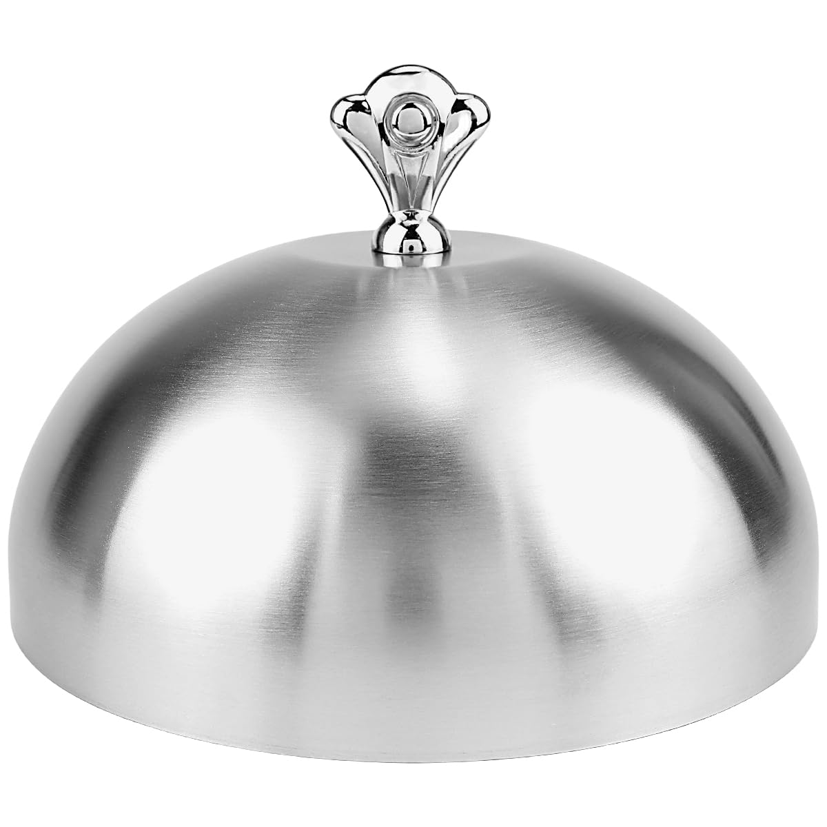 Food Tent Cover 10.2 Inch Stainless Steel Basting Cover Cheese Melting Dome Food Cover Dome Serving Plate Dish Dome for Steak Butter Dessert, Silver