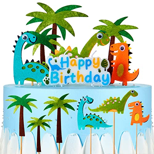 Nuanchu 7 Pièces Bougies de Gâteau de Fête de Dinosaure Bougies d’Anniversaire de Dinosaure Gâteau Topper à Thème de Dinosaure Décorations de Gâteau de Jungle pour Fête d'Anniversaire de Dinosaure Cover