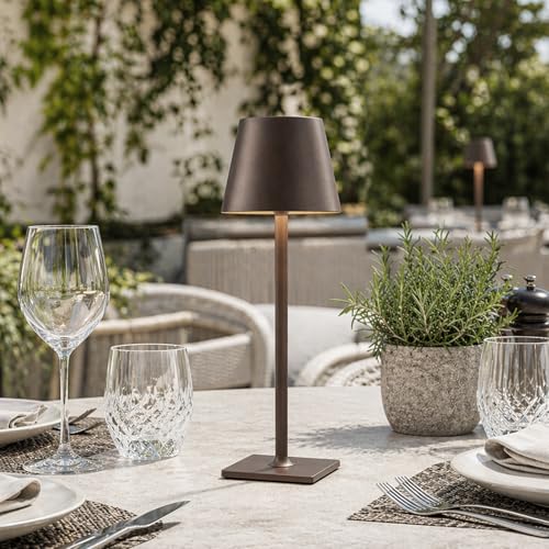 Image of Yogaret Cordless Table lamp Brown 2pack for Restaurant Home Dinner Dining Kitchen Outdoor Patio,Waterproof & Portable
