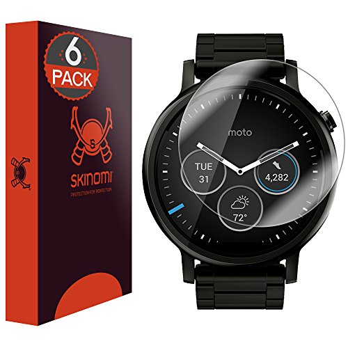 Skinomi Screen Protector Compatible with Motorola Moto 360 (46mm, 2nd Gen, 2015)(6-Pack) Clear TechSkin TPU Anti-Bubble HD Film