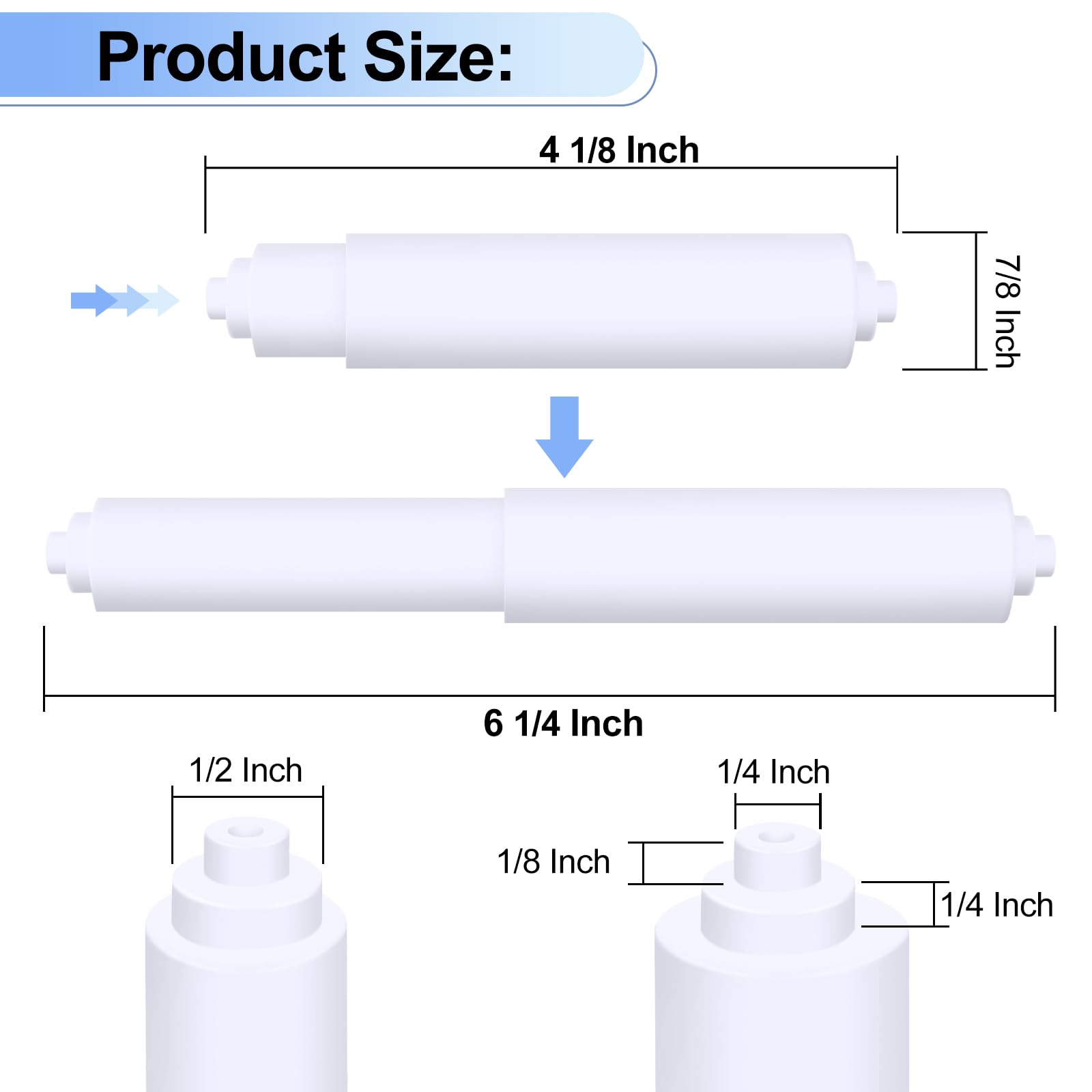 Paquete de 4 soportes para papel higiénico, varilla de resorte, repuesto de rodillo de papel higiénico blanco, varilla de repuesto de plástico para papel higiéni 2