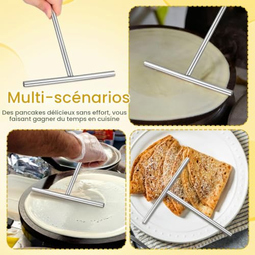 SOLUSTRE Spatule À Crêpes En Acier Inoxydable Spatule De Cuisson Pour Crêpes Omelettes Et Autres Ustensiles De Cuisine Multifonctions – vue 3