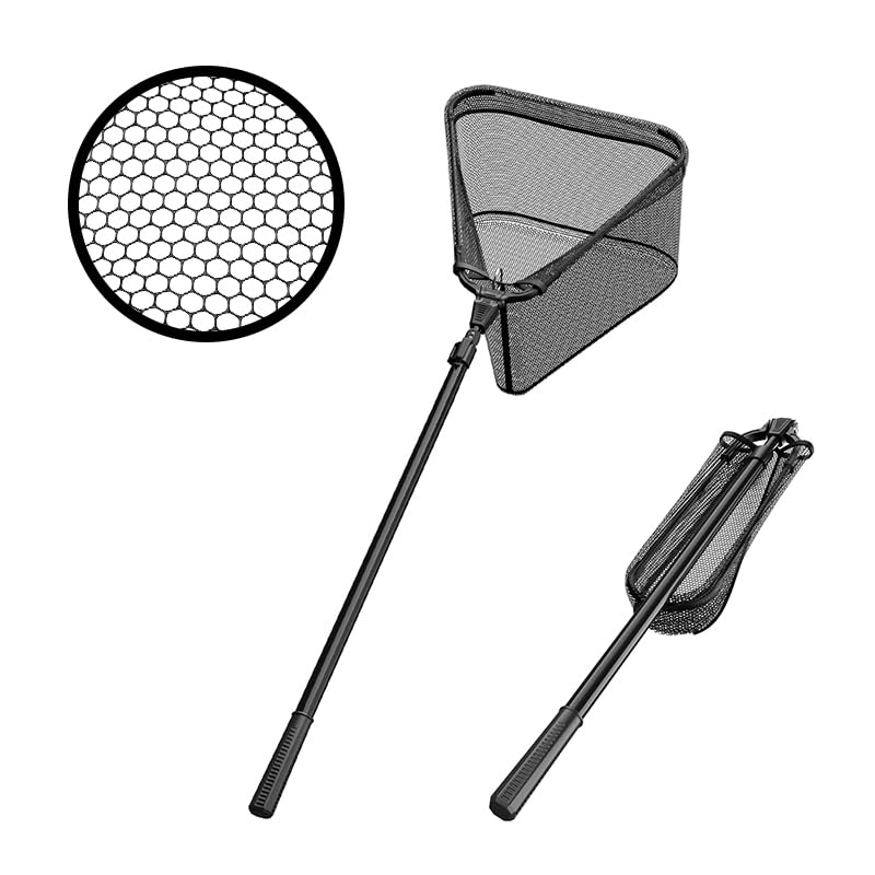 Fishing Net with Handle,Fishing net telescoping Handle, Collapsible Fishing Nets,Folding Fishing Net One Flick to Unfold, Ready in Seconds ( Slightly Used)