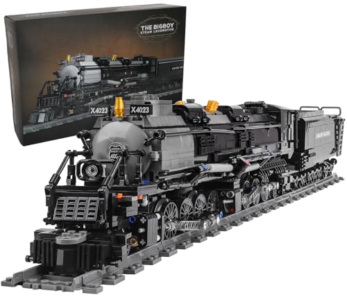 Big Boy Steam Train Building Block Toy, BIGBOY Locomotive Articulated Train Display Model Set with Train Tracks for Train Lovers, Teenagers and Adults(1608 Pieces)