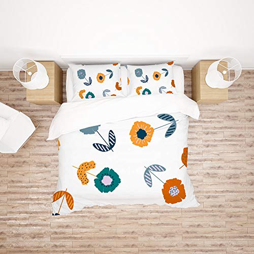 Parure de lit housse de couette fleurs peintes colorées linge de lit doux
