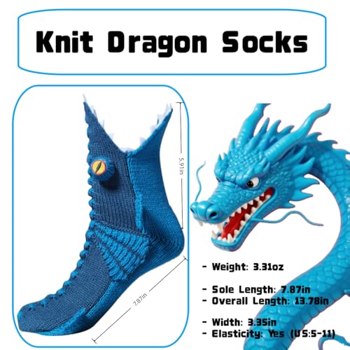 Image of LOLAT Novelty Animal Socks Knit Shark T-Rex Dinosaur Alligator Croc Sock for Christmas Gifts Creative Home Warm