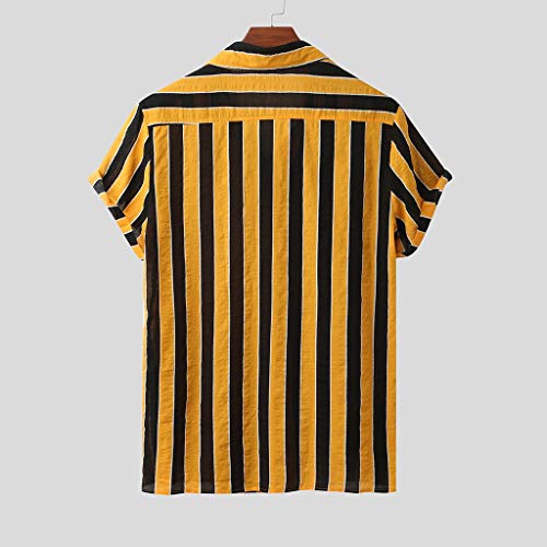 Chemise hawaïenne ample contre la chaleur vêtement d'été boutonné léger XXL jaune - 2