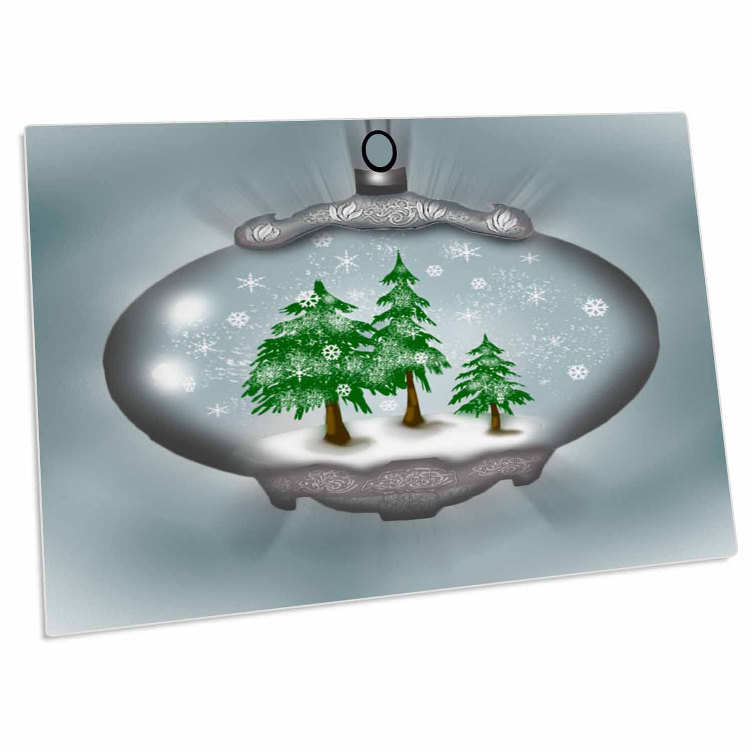 3dRose Snow Globe Ornament Design with Snow and Trees - Desk Pad Place Mats (dpd-269606-1)