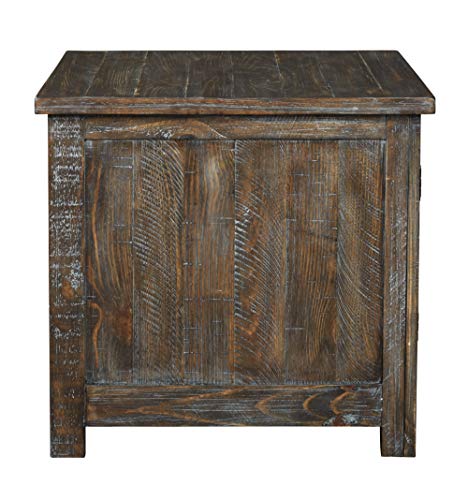 Signature Design By Ashley Danell Ridge Rustic Square End Table With Double Cabinet Doors And 1 Storage Shelf, Brown #TOP6