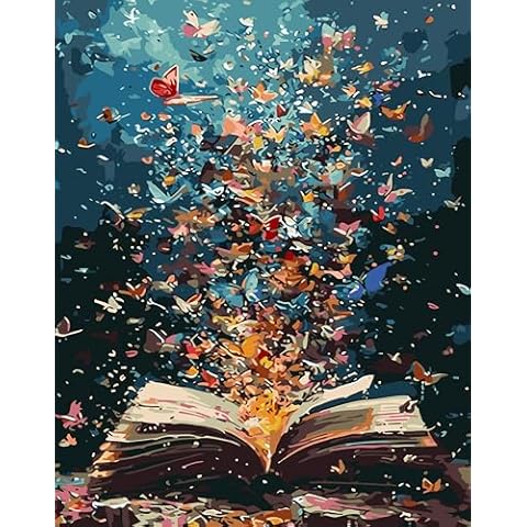 Butterfly Book Paint by Numbers Kit for Adults Beginner,DIY Easy Adult Paint by Numbers Butterfly Book,Paint by Number Without Frame Home Wall Decor 16 x 20 in Cover