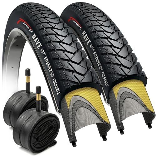 Fincci Bicicleta Cubiertas 700c x 35c con 2X Camara de Aire Schrader 37 622   Par Gravel Plegable Neumaticos con 1mm Antipinchazos   Gomas 28