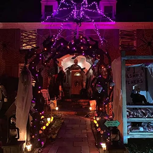 Dazzle Bright Halloween Lights, 100 LED 33 FT C6 String Lights with 8 Modes, Connectable Halloween Decorations for Indoor Outdoor for Tree Patio Party Decor (Purple & Orange)