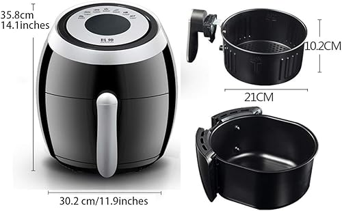 Miniatura 6 de ZYCSKTL Freidora de aire multifunción, freidora eléctrica de gran capacidad de 5,5 L, freidora eléctrica sin humo, pantalla táctil inteligente